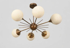 Lámpara de Techo Estilo Sputnik de Latón, Hecha a Mano, Moderna de Mediados de Siglo, 6 Luces, Globo, Estilo MCM, Vintage - Product Image 5