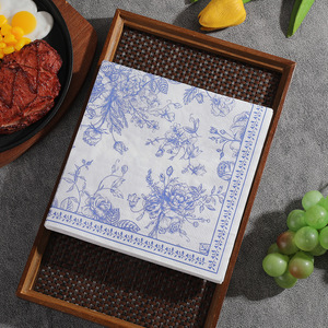 Cross-border exclusive factory direct sales of blue and white porcelain party supplies printed napkins, colored printed napkins. - Product Image 4
