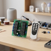 Télécommande de Démarrage/Arrêt Moteur à Code d'Apprentissage 8 Boutons, Portée 500m, 315/433.92MHz, Piles AAA, pour Portes de Garage DC12-48V