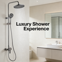 Ensemble de robinetterie de douche thermostatique en laiton à poignée unique, finition chromée, avec cartouche céramique, barre de douche pluie et jet doux, fixation murale pour salle de bain