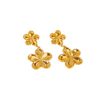 Anting Baja Tahan Karat Berlapis Emas Liontin Bunga Elegan Perhiasan Fashion Untuk Wanita Grosir Dari Cina Harga Rendah ALN0509-01