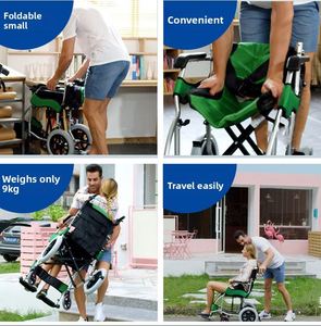 Fauteuil roulant de voyage pliable manuel léger en alliage d'aluminium pour adultes handicapés et personnes âgées, chaise de transport compacte et sécurisée - Product Image 3