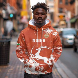 Camiseta conmemorativa del equipo de fútbol <span class=keywords><strong>Champion</strong></span> Niger, Sudadera con capucha naranja con estampado irregular de ciervo blanco con forro para hombre - Product Image 3