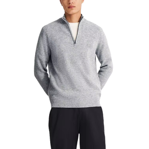 Pull à col zippé pour homme, manches longues, respirant, couleur unie, coton de haute qualité, vêtement décontracté pour l'automne, personnalisable - Product Image 1