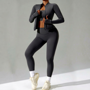Conjunto de Yoga para Mujer, Leggings de Cintura Alta, Top Corto, Sin Costuras, Spandex, Poliéster, 2 Piezas, Ropa Deportiva, Cuello Halter, Estilo Deportivo - Product Image 4
