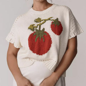 Maglione lavorato a maglia a maniche corte con motivo vegetariano maglione lavorato a maglia da <span class=keywords><strong>donna</strong></span> - Product Image 6
