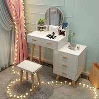 طاولة زينة خشبية حديثة بسيطة مع إضاءة LED صديقة للبيئة ومتينة مجمعة مسبقًا للشقق الصغيرة