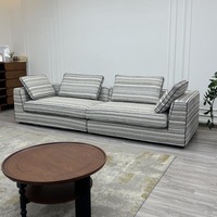 Canapé d'angle minimaliste italien en coton et lin rayé, avec rembourrage en éponge, amovible et lavable, pour salon