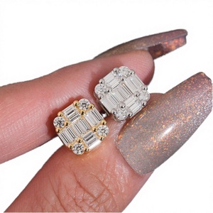 Baguette Cut Moissanite Hip Hop Iced Stud <b>Earring</b> S925 SILIVER Flower Design Trendy Passes Diamond Test Screw <b>Back</b> - Product Image 2