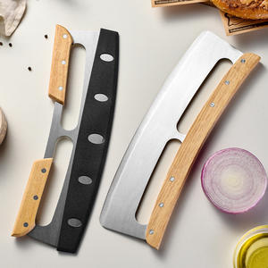 قطاعة بيتزا من الفولاذ المقاوم للصدأ ، قطاعة بيتزا ، عجلات بمقبض خشبي ، قواطع شفرات الروك مع غطاء واقي ، أدوات المطبخ - Product Image 4