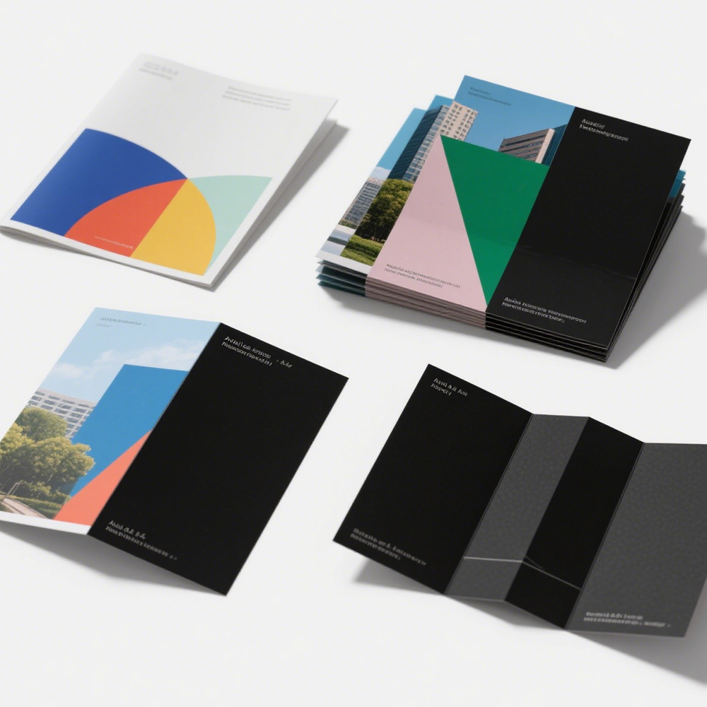 Custom Fancy Art Paper & Cardboard Offset Paper Digital Printing with Film Lamination Tri-fold Flyers & Catalog Printing Service