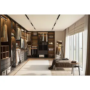 Vermonhouzz豪华PA卧室家具现代设计玻璃门家用木制行走木制衣柜行走壁橱
