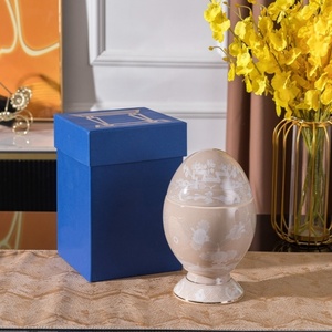 Taza para Huevos de Porcelana Oriental Italiana 1735 con Tapa, Taza para Huevos de Lujo Ligero Dorada, Bandeja para Huevos, Caja de Regalo Exquisita para Habitación - Product Image 1