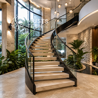 Escalier Courbé de Luxe Moderne pour Villa, Conception Directe d'Usine en Collaboration avec des Designers