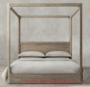 Phong Cách Pháp Phòng Ngủ Cổ Điển Gỗ Cổ Bốn Bài King-Size Giường Đôi Đồ Nội Thất - Product Image 2