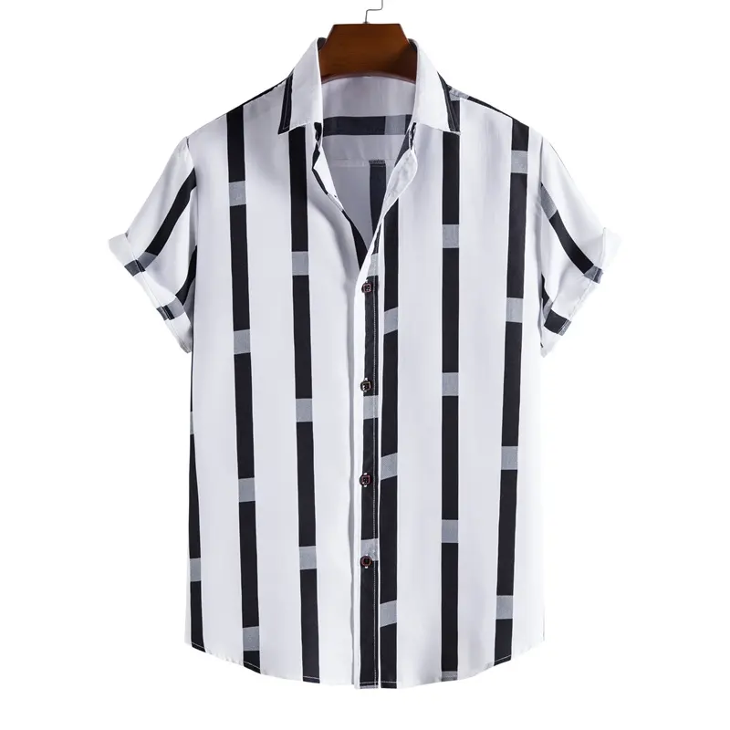 Special designed striped casual shirt for men cotton short sleeve