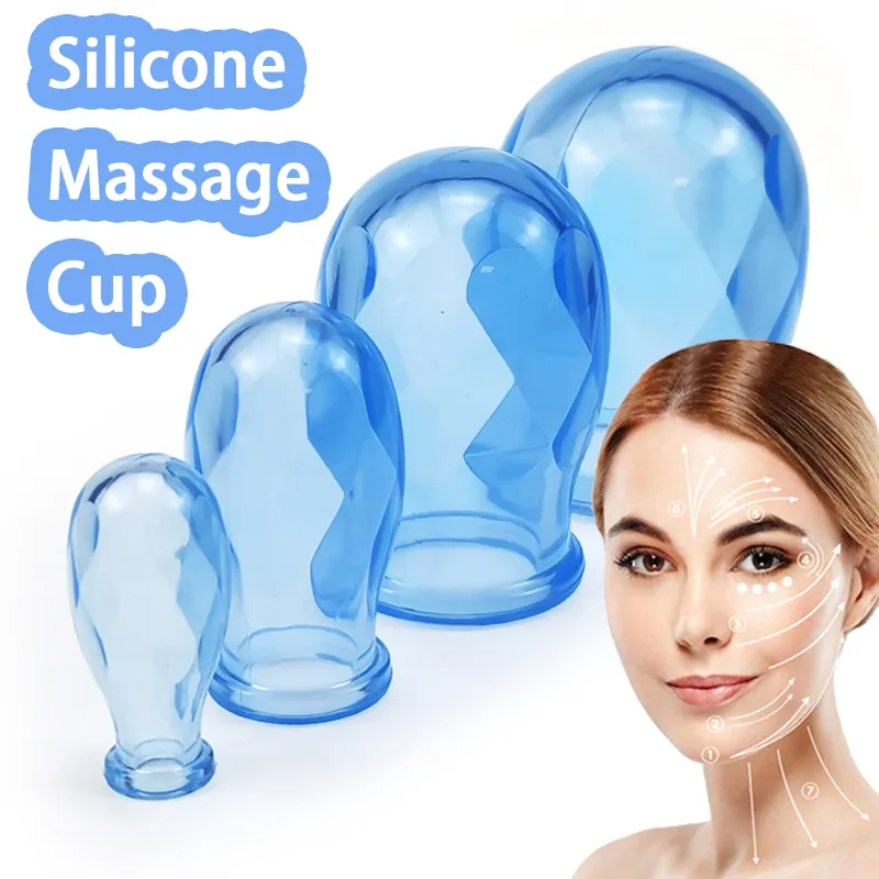 Nuovo arrivo cosmetico sanità anticellulite riutilizzabile 4 tazze aspirapolvere massaggiatore Silicone coppettazione Set di Silicone