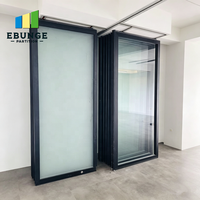 Cloison de séparation en verre mobile avec cadre en aluminium, paroi coulissante pour bureau, restaurant, espace commercial