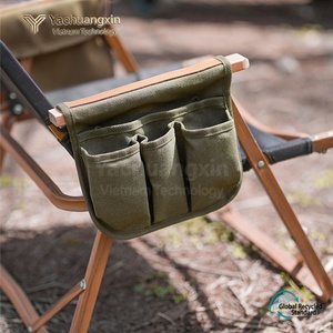Sac de rangement en toile pour camping, organisateur multi-poches, sac suspendu pour accoudoir de chaise, utilisation extérieure, couleurs olive et kaki - Product Image 5