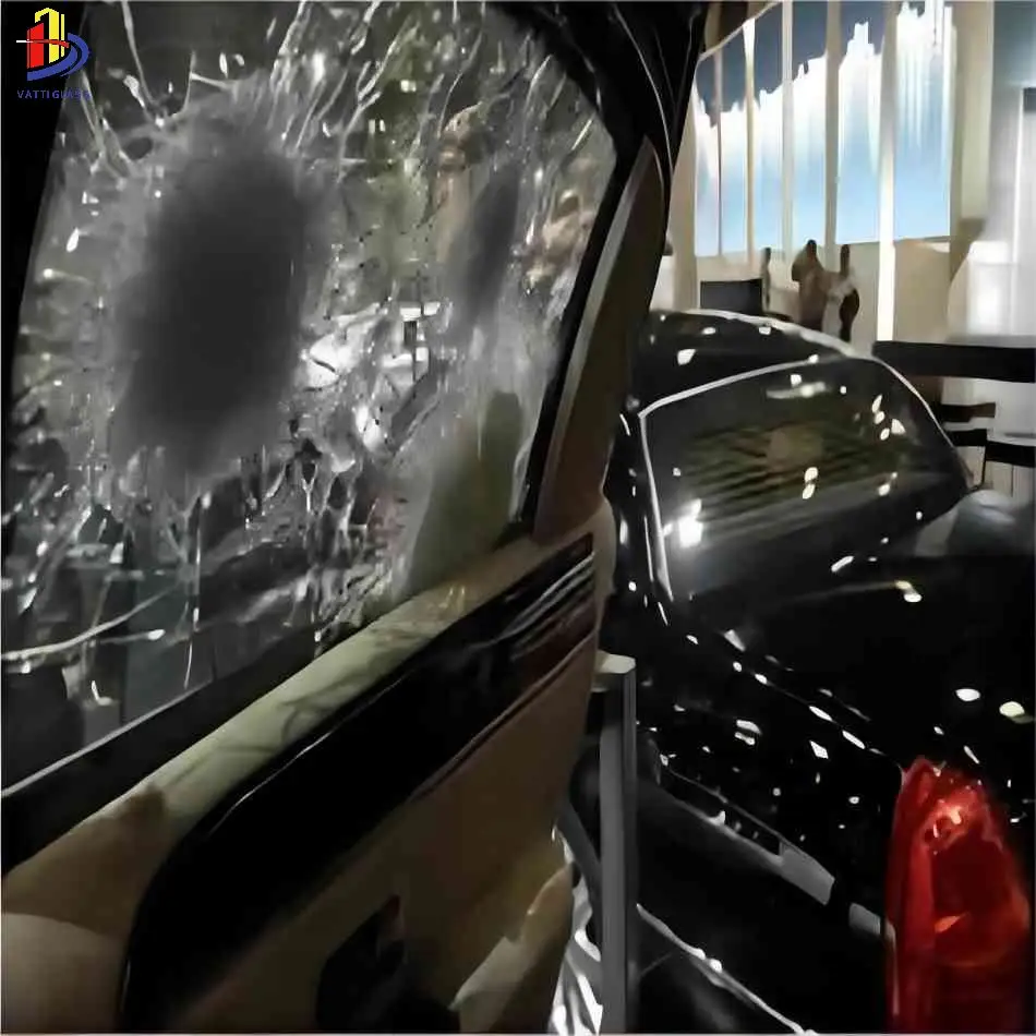 Fabricantes chineses Alta Segurança Grau Temperado Bullet Resistant Bulletproof Laminado Film Glass Para Car Bank Counter Window
