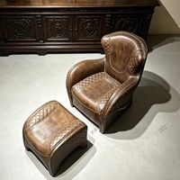 Fauteuil vintage en cuir huilé américain, chaise de selle, fauteuil inclinable individuel haut de gamme pour villa, salon, salle de cigares, club privé