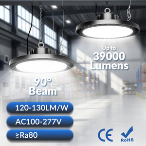 Lumière LED UFO High Bay 150W 200W 300W 130LM/W IP65 SMD3030 en aluminium, luminaire suspendu pour entrepôt, usine, éclairage industriel - Product Image 2