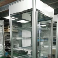 Vitrine de présentation verticale isotherme de qualité alimentaire avec circulation d'air chaud pour le maintien au chaud du pain, du poulet frit et des hamburgers