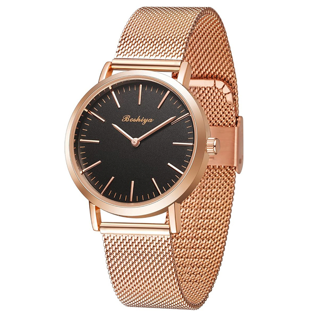 Minimalist Ultra Thin Water Resistant 36mm Digital Dial Mesh Strap Retro Gold Silver Wholesale Women's Men Quartz Watch