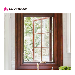 Cửa sổ gỗ Ốp nhôm cao cấp cho nhà ở đôi kính cường lực cách nhiệt Tay Quay Mở Cửa Sổ bằng gỗ - Product Image 3