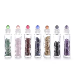 10 ml Concolorous kap/cam küre/kristal rulo şişe kristaller parfüm 10 ml cam şişe ile uçucu yağ rulo üzerinde