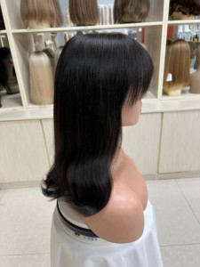 Pelucas sin pegamento de <span class=keywords><strong>cabello</strong></span> humano virgen chino al por mayor, pre-arrancadas, transparentes HD para pelucas frontales de encaje <span class=keywords><strong>con</strong></span> ondas bob y flequillo - Product Image 3