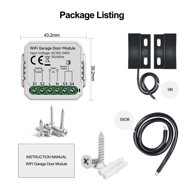 Tuya Smart Wi-Fi Zigbee Garage Door Module with Voice Control Android App AC100-240V Power Switch On/Off