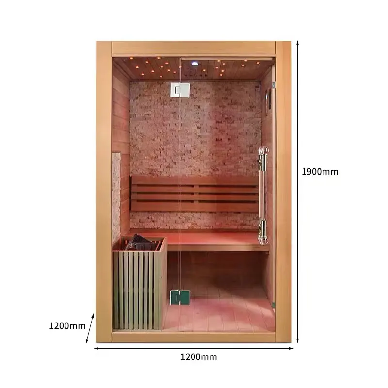 Pièce de sauna en bois et verre de pruche armoire de sauna à vapeur sèche pièce de sauna traditionnelle