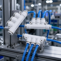 Connecteur modulaire efficace pour la distribution d'air, étanchéité parfaite, à branchement rapide, 3 voies, 4 voies, série PK, collecteur pour ligne d'automatisation