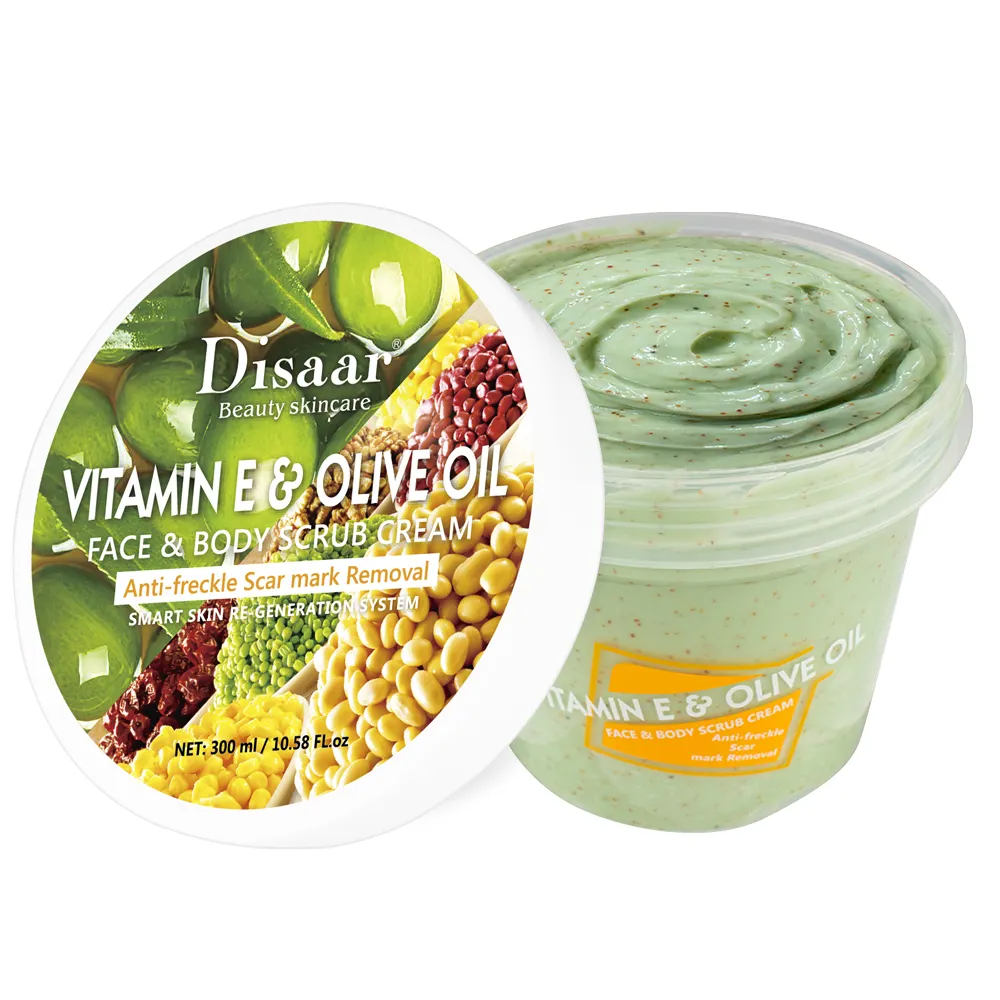 Dissar Scrub Top Natural Oliver Oil Vitamin E Face Scrub Anti-freckle Scar Remove Green Body Scrub