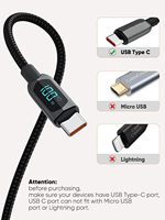 Câble USB-C CableCreation PD 100W avec affichage LED, charge rapide 5A 100W, Power Delivery