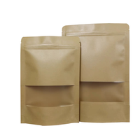 Sachet Doypack À Fermeture Zippée en Papier Kraft Brun, Refermable, Thermoscellable, Pour Stockage Alimentaire, Avec Fenêtre Transparente