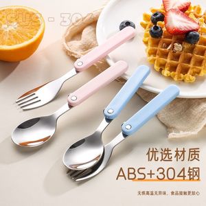 304 Stainless Steel Folding Fork <b>Spoon</b> Set Collapsible Outdoor Camping Utensil For Kids Students Adults Elderly - Product Image 3