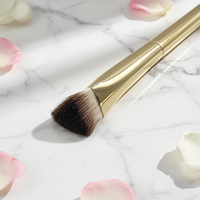 Pinceaux de maquillage pour les yeux en gros personnalisés, mini pinceaux à sourcils vegan dorés scintillants, pinceau correcteur