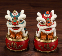 Sculpture de lion en laiton faite à la main, créative, pour la danse du lion, festival chinois, Journée nationale, décoration de maison et de bureau, ornement, cadeau, Feng Shui