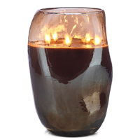 Vases à bougies en verre ambré irrégulier de luxe personnalisés, vides, électroplaqués, multi-mèches, pour la décoration de Noël à la maison, vente en gros