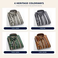Chemise décontractée pour homme en twill 100 % coton, rayures vintage, boutonnée, manches longues, respirante, avec poche poitrine, pour le travail en extérieur