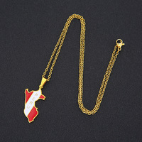 Llavero de recuerdo con mapa de Perú, colgante de bandera de Lima, collar de metal, venta al por mayor, collar personalizado de Perú