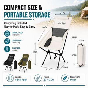 Outdoor Art-Style Space-Back Folding <b>Stool</b> Portable Camping & Balcony Fishing Recliner With Oxford Cloth Moon Chair - Product Image 3