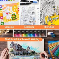 24 marqueurs feutres double pointe à encre aérographe pour adultes, livres de coloriage artistique, calligraphie, peinture sur papier