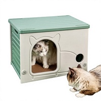 Plastic kattenhuis hondenkennel binnen- en buitengebruik waterdicht zonwerend schuilplaats voor zwerfkatten dierenhuis voor katten kleine honden bed