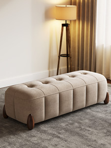 Modern Tufted Fabric Ottoman Footstool Upholstered Bench <b>Seat</b> for Bedroom Living Room - Product Image 3