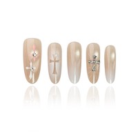 K843 Offre Spéciale – Kit de Faux Ongles Réutilisables Blancs Oblong Amande, Longueur Longue, 10 Pièces, Marque Kaixin, Ongles à Presser Français Style Crucifix