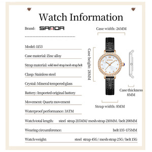 Sanda 1153 Women Thin Quartz <b>Watch</b> Diamond Inlaid Mother Of Pearl Dial Waterproof Ladies Wristwatch - Product Image 2