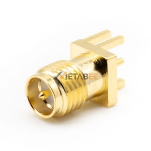 Connecteur <span class=keywords><strong>femelle</strong></span> RP-SMA à montage sur bord de circuit imprimé, prise <span class=keywords><strong>jack</strong></span> d'entrée 50 ohms plaquée or pour antenne Wi-Fi - Product Image 1